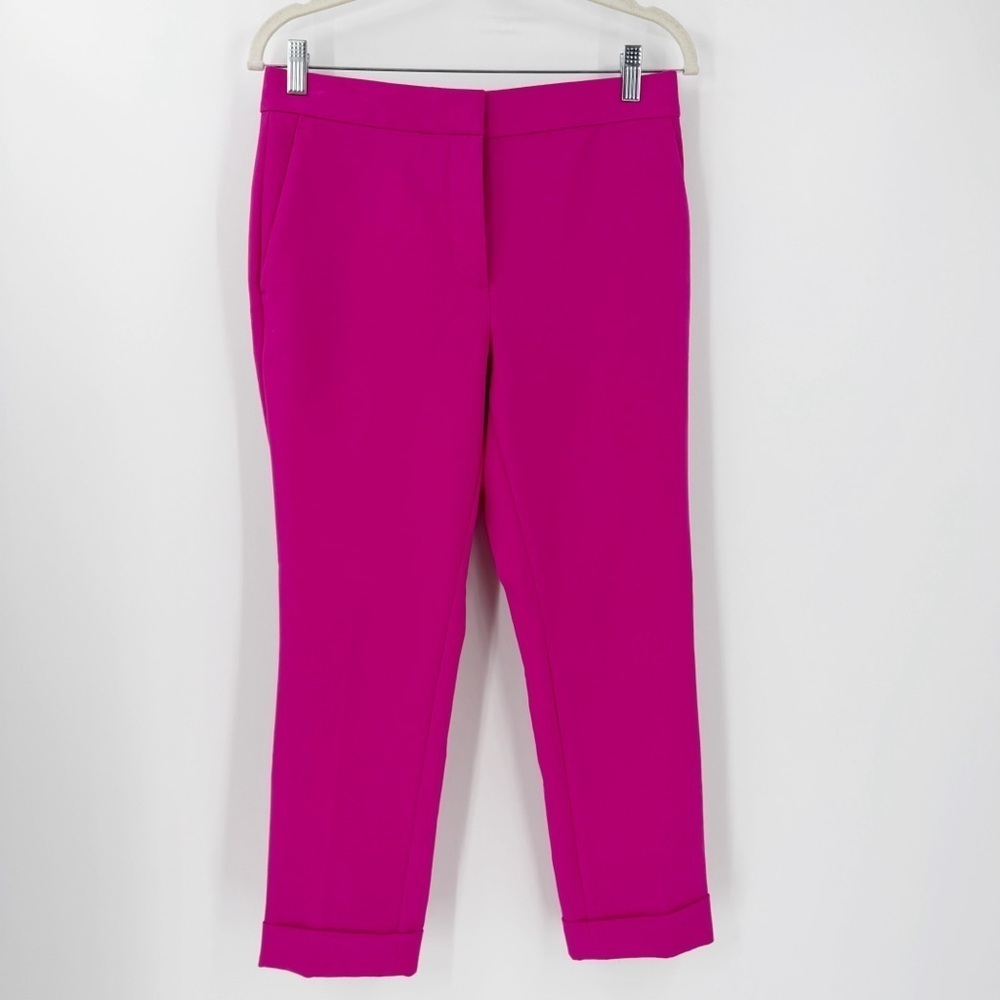 Ann Taylor Cotton Stretch Magenta Pink Dress Pants 4 Petite Work Office Career